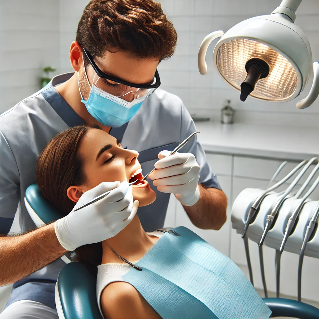 dentist performing a tooth extraction 